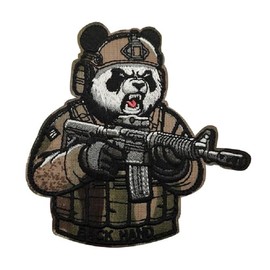 PHOENIX IKKI Funny Panda Tiger Tiger Tactical Military Airsoft Embroidered Patch Patch Armband Crest Applique Iron On Removable Velcro Repair DIY Decoration panda