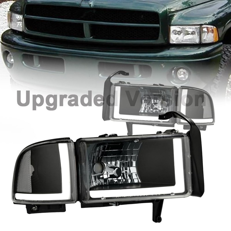 DimFlux LED DRL Headlight Assembly, Compatible with 1994-2001 Dodge Ram