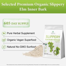 Slippery Elm Powder Original, Slippery Elm Bark Natural Herbal Supplement, Helps Soothe The Throat and Coughing, Gut Health, No GMOs, Gluten Free, Suitable for Vegan, 1lb/454g