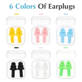 Noise Cancelling Earplugs for Sleep, 6 Pairs Soft Silicone Noise Reduction EARP lugs, Reusable, Suitable for Sleep Focus Work Concert