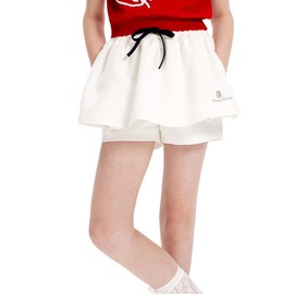 Barry Banny Girls Skirts,Floral Bubble Skirt with Built-in Shorts,Cute & Comfortable Design Shorts for Girls 16Y White