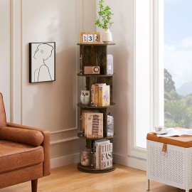 Vecelo 4 Tier Rotating Bookshelf 360 Revolving Bookcase Corner Organizer Display Rack - Brown