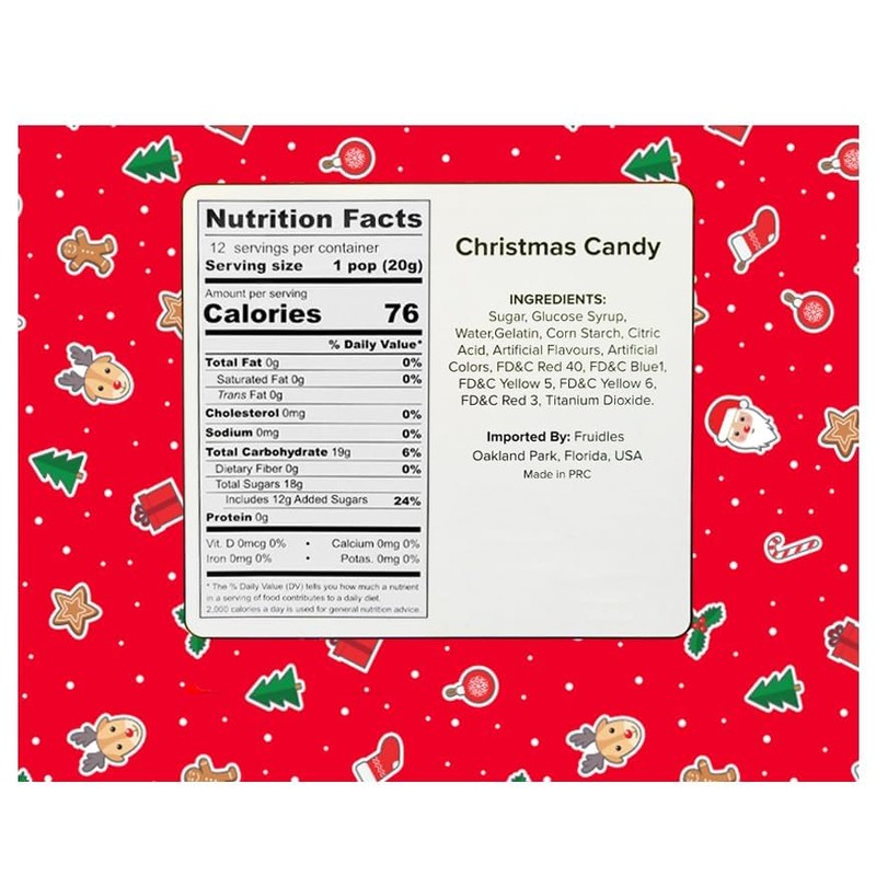 Fruidles Christmas Tree Lollipop, Candy Canes Suckers, Mixed Fruit Flavor,