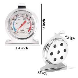 Jidyllic Stainless Steel Dial Oven Thermometer,Kitchen Thermometers Large Dial Oven Grill Monitoring Cooking Thermometer with Dual-Scale 50-300°C/100-600°F for Home Kitchen BBQ Baking