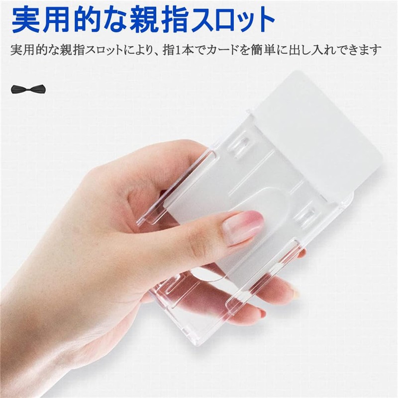Samcos ID Card Holder Retractable Badge Reel Clip Plastic Transparent