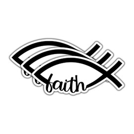 (3pcs) Christian Faith Ichthys Sticker Jesus Fish Inspirational Motiational Bible Verse Quotes Vinyl Decal Stickers for Books Laptops Phonecase Water Bottles Kindles Car Hard Hat -3x1.4