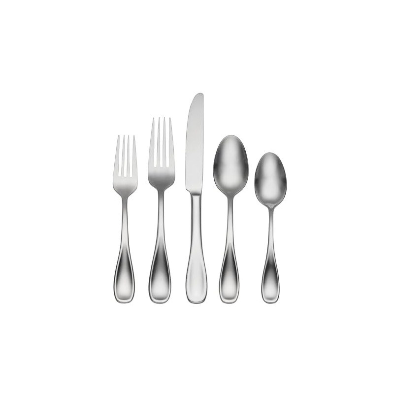 Oneida H221045AL20 Brushed Satin Voss 45 Piece Everyday Flatware Set,