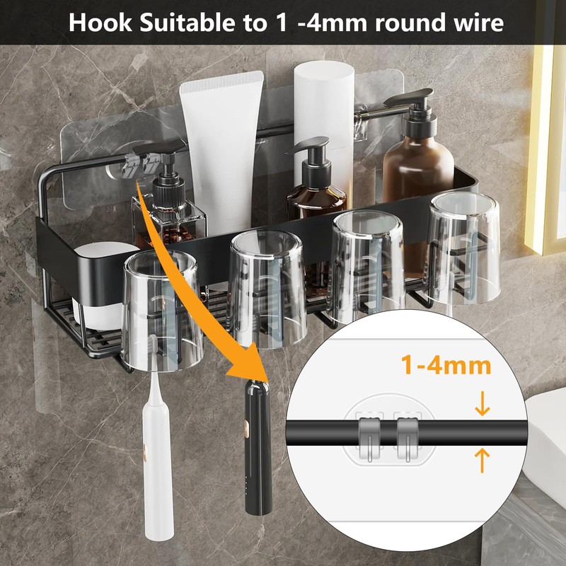 Spiglamm 4 Pack Shower Caddy Adhesive Hooks Replacement, Shower Shelf
