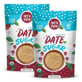 Let’s Date | Organic Date Sugar | Excellent Sugar Substitute | Baking Sugar Alternative | Good Source of Fiber | Vegan | Paleo | Gluten Free | Kosher | Non- GMO | Natural Sweetener (12oz (Pack of 2))