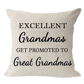 Andreannie Best Grandma Gifts Excellent Grandmas Get Promoted to Great Grandmas Cotton Linen Throw Pillow Case Cushion Cover Home Office Decorative Square 18 X 18 Inches Â¡Â­