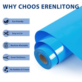 RENLITONG Lake Blue HTV Iron on Vinyl 12Inch by 50ft Roll HTV Heat Transfer Vinyl for T-Shirt HTV Vinyl Rolls for All Cutter Machine - Easy to Cut & Weed for Heat Vinyl Design