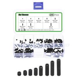 sourcing map Allen Head Socket Hex Grub Screw Assortment Kit, 200PCS M3 Carbon Steel Internal Hex Drive Cup-Point Set Screws Assortment Kit for Door Handles, Faucet