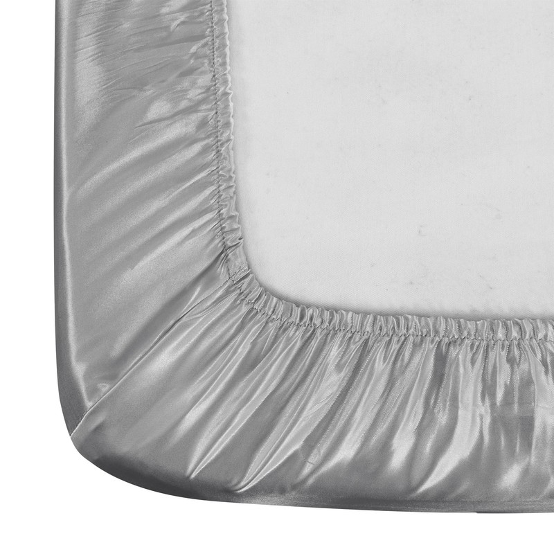 ROOEE Satin Silk Fitted Sheet with Pillowcase Set Breathable Soft