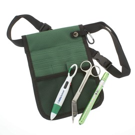 ASA Techmed Nurse Fanny Pack Pocket Organizer Pouch Hip Bag Medical Organizer Belt with Nursing Tools Included (Green)