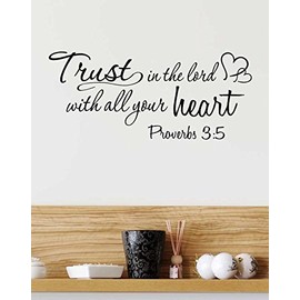 Ideogram Designs (23x10) Wall Decal Trust in The Lord with All Your Heart Proverbs 3:5. Vinyl Wall Decal Decor Quotes Sayings Inspirational Wall Art