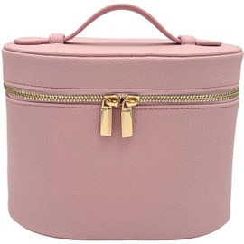 JAZD Vanity Case Makeup Bag with Removable Organizer Divider, Travel Toiletry Cosmetic Organizer for Women (PINK)