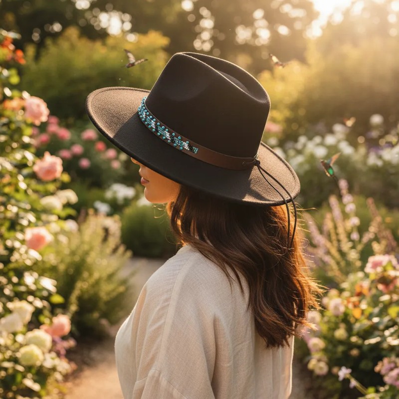 Sombrero Estilo Western Teo Jen & Co Con Detalles Turquesa