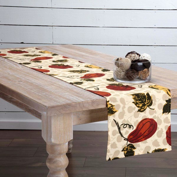 Unbranded New Fall Thanksgiving PUMPKIN GOURD LEAVES TABLE RUNNER Long