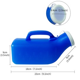 Meleg Otthon Urine Bottles,Portable urinals for Men,Spill Proof 1200ml for Hospital, Incontinence, Outdoor, car, Travel(Blue-1-men)