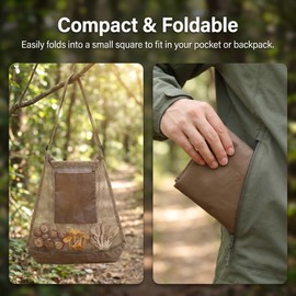 Mushroom Foraging Bag, Mesh Harvesting Pouch with Adjustable Shoulder Strap and Smartphone Pocket, 16.5"x15.5" Breathable Outdoor Collecting Bag for Mushroom Hunting, Fruit Picking, and Hiking
