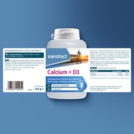 sanotact Calcium + D3 – 300 Tabletten | Hochdosiertes Calcium und Vitamin D für Knochen, Muskeln und Zähne | 264 g