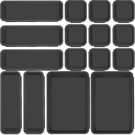 Drawer Organiser Set of 16 – Anthracite Kitchen Organiser Cutlery Drawer Organiser Makeup Organiser Cosmetic Organiser Office Product Cosmetic Storage