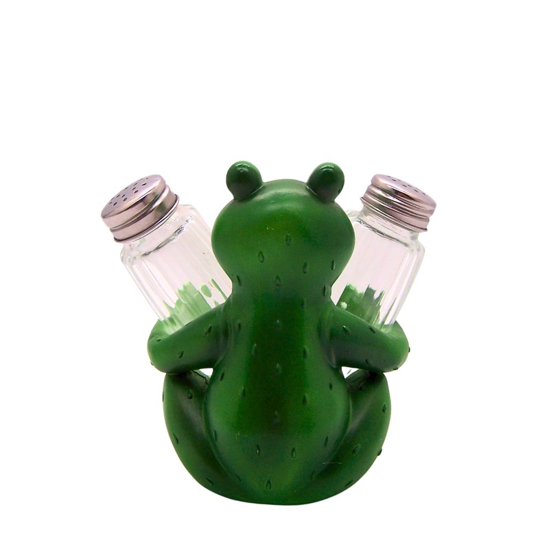 Sitting Frog Salt & Pepper Shaker Holder, Unique Kitchen Decor,
