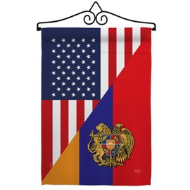 Breeze Decor Armenia US Friendship Garden Flag Set Wall Hanger Regional American Alliance World Country Particular Area House Decoration Banner Small Yard Gift Double-Sided, Made in USA