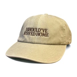 Vivian Flytrap Unisex I Should've Stayed Home Washed Embroidered Dad Baseball Cap - Beige