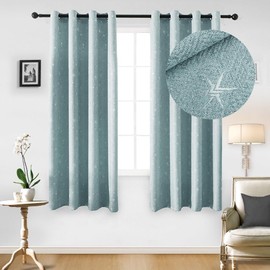 Cortinas Blackout Cortas con Aislamiento Térmico, 2 Paneles Cortinas Blackout Estrellas Para Recamara sala Ventana con Ojales, Cortinas Opacas Termicas 132*160cm, Reducción Ruido (Azul, 132cm*160cm)