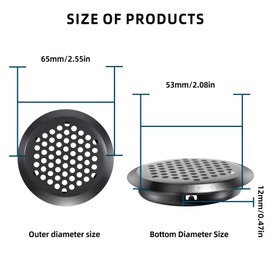 50 Pcs Round Soffit Vents 2 inch/53 mm Circular Air Vents Stainless Steel Circular Soffit Vents Mesh Hole Louver for Wardrobe Cabinet Shoe Cabinets Kitchen (Black)