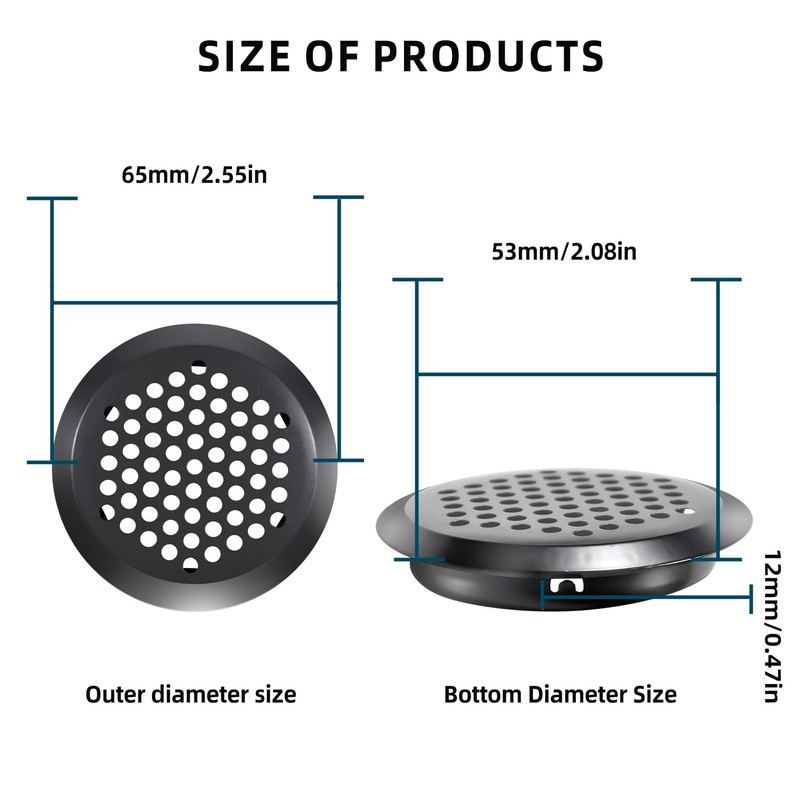 50 Pcs Round Soffit Vents 2 inch/53 mm Circular Air