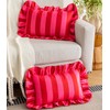 vctops Ruffle Lumbar Throw Pillow Covers Boho Pink and Red