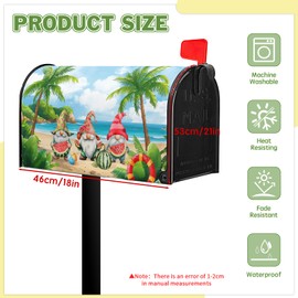 Gnome Mailbox Cover Summer Mailbox Covers Magnetic Beach Post Letter Box Cover Watermelon Mail Box Wrap Beach Palm Tree Decorations for Outside Garden Standard Size 21x18 inch