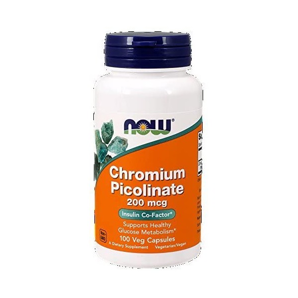 NOW Chromium Picolinate 200mcg, 100 Capsules (Pack of 2)