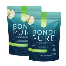 Bondi Pure - Daily Health & Detox Drink - Promote Gut Health & Energy Support During a Cleanse or Intermittent Fasting - Plant-Based Fibers, Alkalizing Super Greens - Green Apple (2-Pack)