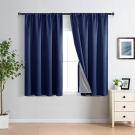 XWZO - Paneles de cortina 100 % opacos – Forro negro con aislamiento térmico, reducción de ruido y bloqueo de calor, cortinas de bolsillo para barra para ventanas de salón y estudio con alzapaños,