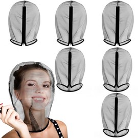 Loopeer 6 Pcs Makeup Protector Hood Washable Light Airy Nylon Chiffon Makeup Hood Zipper Closure Reusable Make up Face Cover for Women Girls Beauty Weddings (Black)
