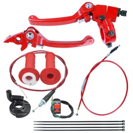HOLATO Folding Clutch Brake Lever Cable Throttle Handle Grips Cable Kit for 50cc 70cc 110cc 125cc 150cc Apollo RFZ125 DBX15 X18 X19 Tao Tao DB17 DB27 Coolster M125 SSR Pit Dirt Bike Motorcycle Red