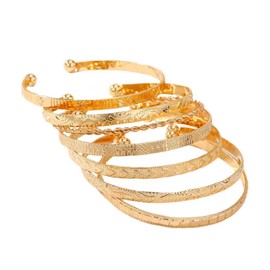 Todu Boho Bangle Bracelets Set Gold Silver Multi Layer Charms Cuff Chunky Bracelets Punk For Women Men Fashion Jewelry Gift （Set 5，7 Pcs）