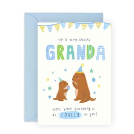 Central 23 Otter Birthday Cards For Granda - To A Very Special Granda - Birthday Card For Him - Cute Greeting Cards For Men Grandad Grandpa Grandfather - Comes With Stickers