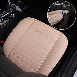 Leather Car Seat Cover, Car Front Seat Cushion/Protector, Breathable Comfort Automotive Seat Cover, Compatible with Most Cars, Vehicles, SUVs, Car Interior Accessories for Men Women (Beige)