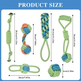 TIMESETL Dog Rope Toys for Aggressive Chewers, 6PCS Dog Chew Rope Puppy Rope Toy Knotted Rope Toys, Rope Ball Dog Toy Large Breed, Pet Cotton Rope Toys for Teething Chewing Playing