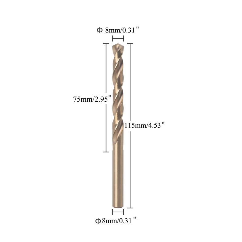 TA-VIGOR 8mm Straight Shank Twist Drill Bit, High Speed Steel