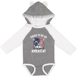 inktastic Proud To Be an Americat Long Sleeve Creeper 12 Months Granite & White W Ears 45b68