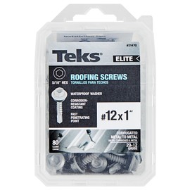 Teks 21470#12 x 1” HEX Washer Head Drill PT Metal-to-Wood Elite Roofing Screws 80CT