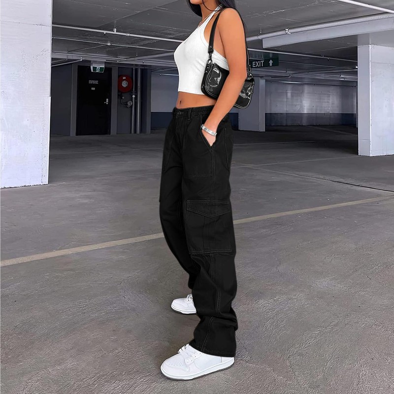 Lepunuo Cargo Pants for Women Baggy Zipper Y2K Pants Light