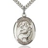 Men's Pewter Oval Saint Jason Medal + 24 inch Rhodium