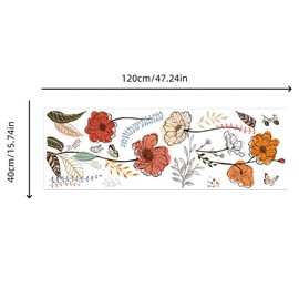 OUFEI Boho Wall Decor Stickers Floral Wallpaper Peel and Stick Hand-Painted Flowers Decals for Living Room Baby Kids Nursery Girls Bedroom Decoration