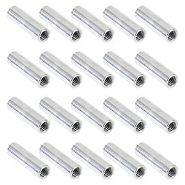 NIDAYE 20 Packs 1/4"-20 Round Rod Coupling Nuts, UNC Threaded Round Connector Nuts，Length: 17.8mm